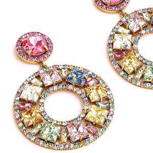 J.CREW RAINBOW CRYSTAL COCKTAIL EARRINGS